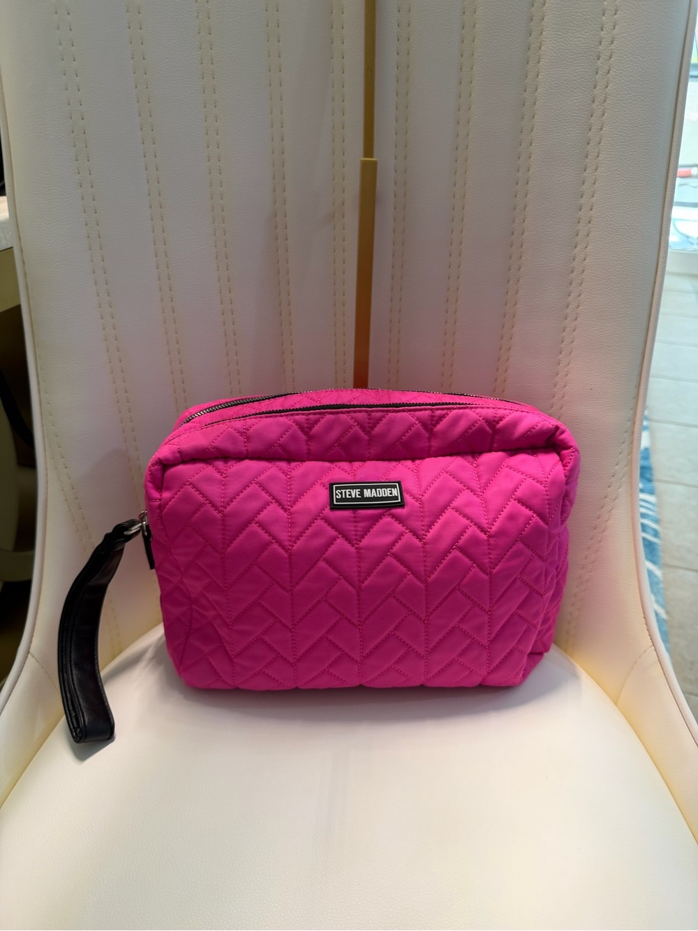 Steve Madden Hot Pink Quilted Wristlet Cosmetic Bag